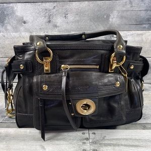 Coach leather satchel purse bag dark brown